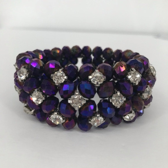 5 for $25 🌼 Oil slick Iridescent Beaded Stretch Bracelet - Picture 2 of 5